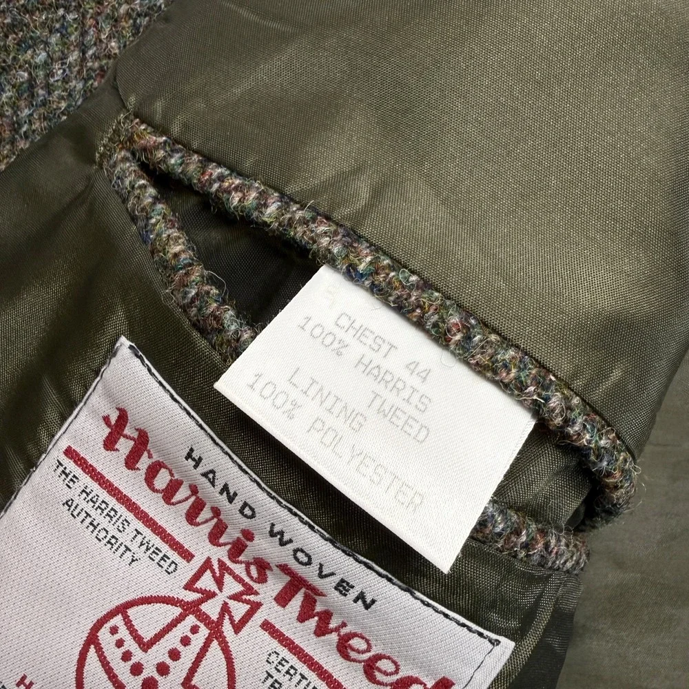 Harris Tweed Men's 2 Piece Wool Herringbone Blazer Vest Suit Set Gray 44